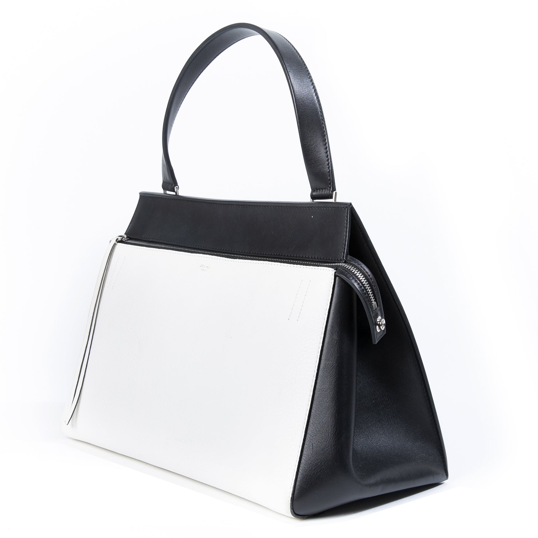 céline black & white leather edge bag now for sale at labellov vintage fashion webshop belgium