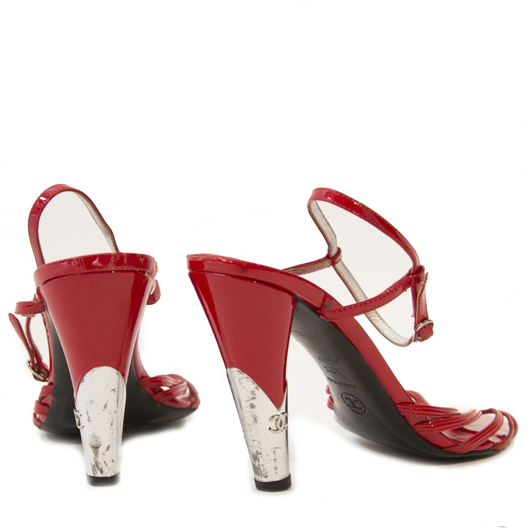 Chanel Red Patent CC Logo Heels