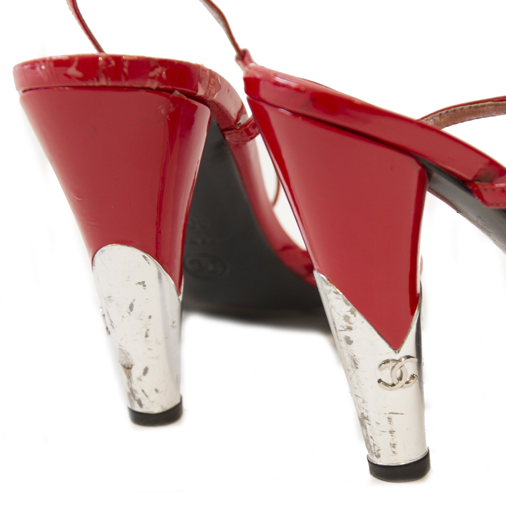 Chanel Red Patent CC Logo Heels