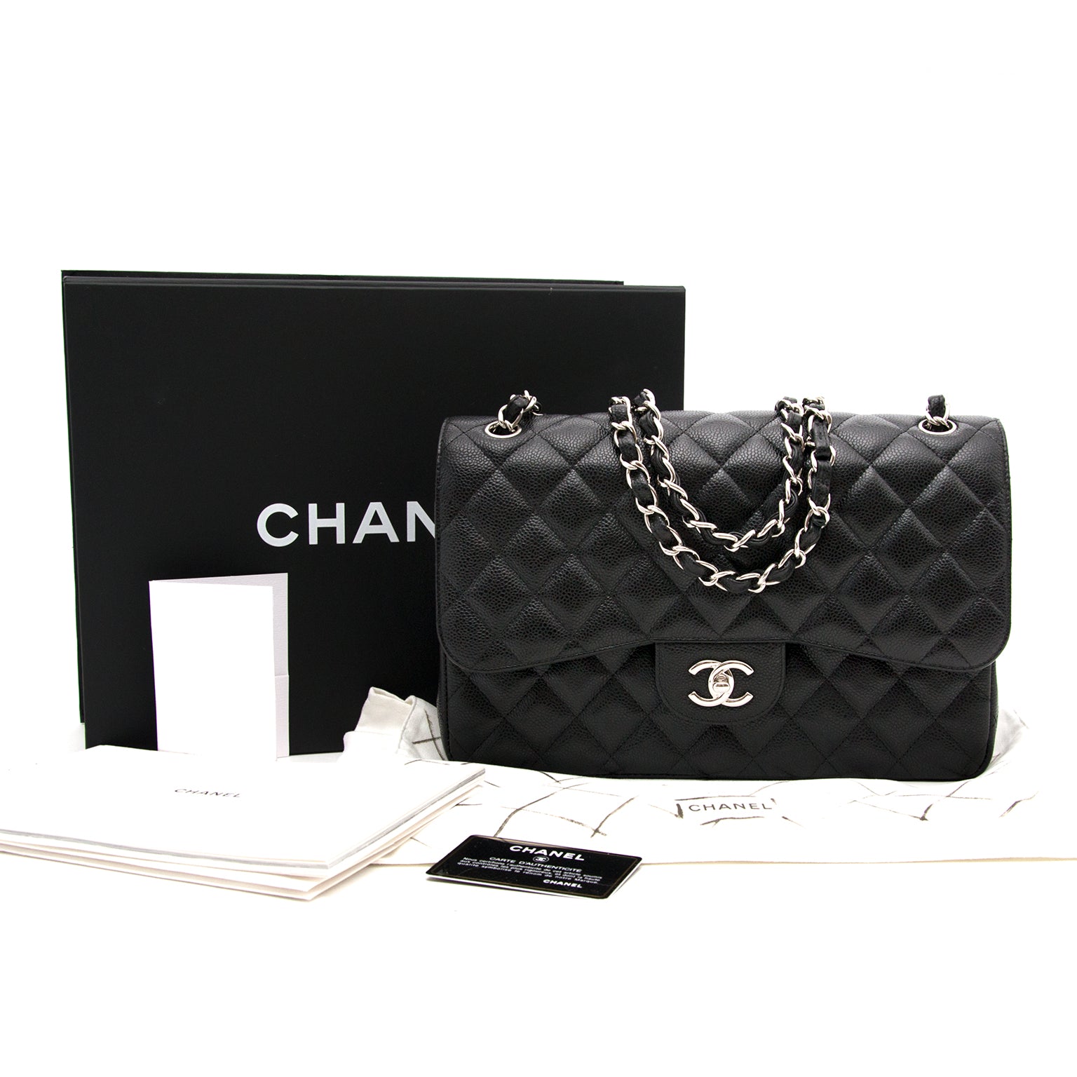 As NewChanel Jumbo Classic Flap Bag Caviar