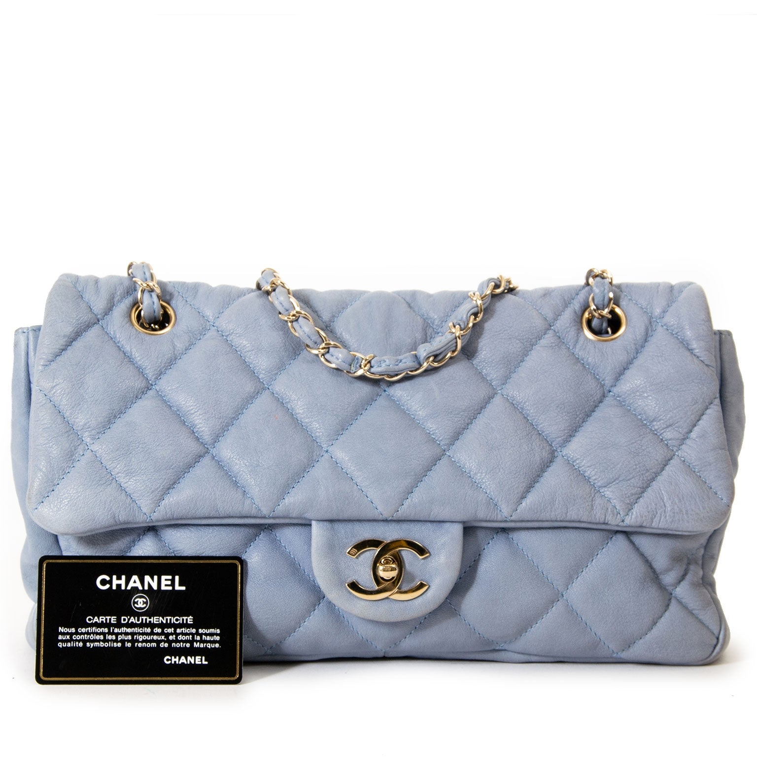 Chanel Baby Blue Single Flap Bag for sale at Labellov secondhand designer webshop