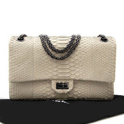 Buy a secondhand Chanel Beige Phyton 2.55 Jumbo Flap Bag at Labellov.com