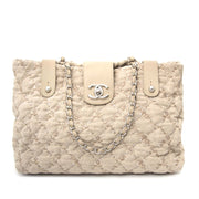 Chanel Beige Quilted Tweed Shopping Tote