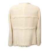 Chanel Ecru Wool Blazer - Size 40 Buy authentic designer Chanel secondhand clothes at Labellov at the best price. Safe and secure shopping. Koop tweedehands authentieke Chanel kleding bij designer webwinkel labellov.