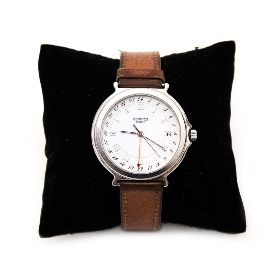 Secondhand Hermès brown Arceau watch for the best price at Labellov webshop. Safe and secure online shopping with 100% authenticity. Seconde main Hermès brun Arceau montre pour le meilleur prix.