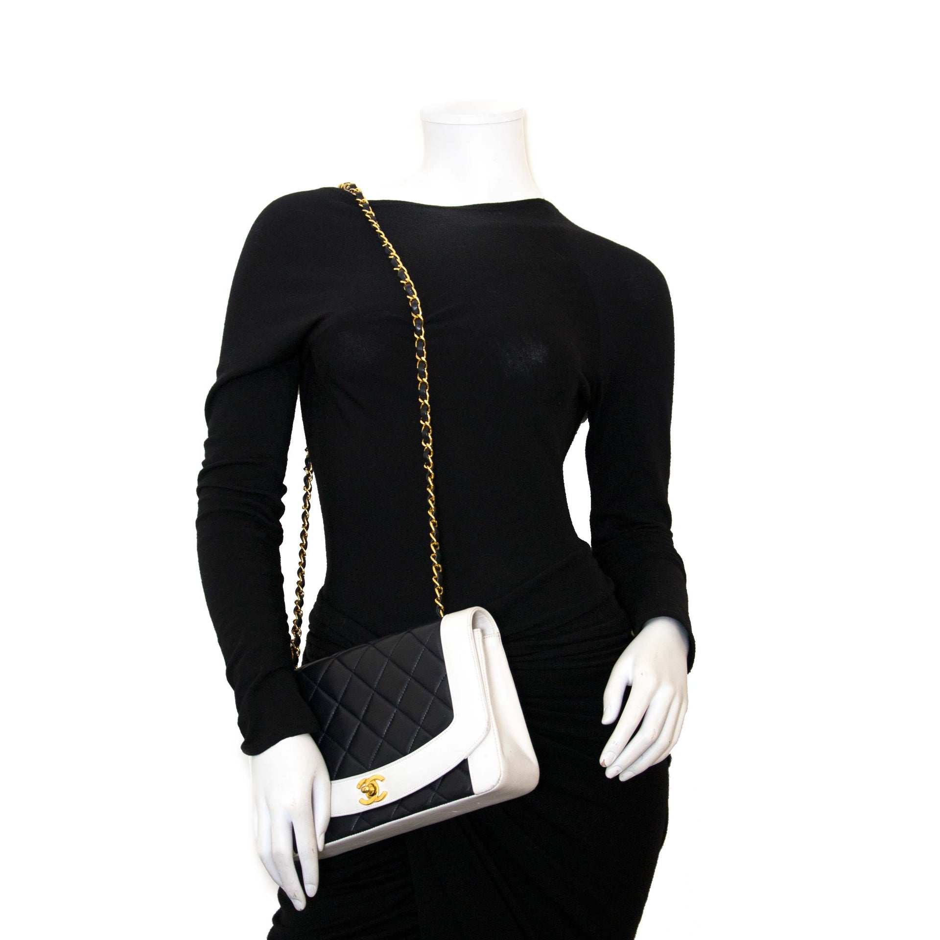 acheter en ligne pour le meilleur prix Chanel Black And White Diana Bag