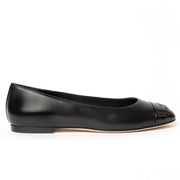 chanel black leather cap-toe ballerinas now for sale at labellov vintage fashion webshop belgium