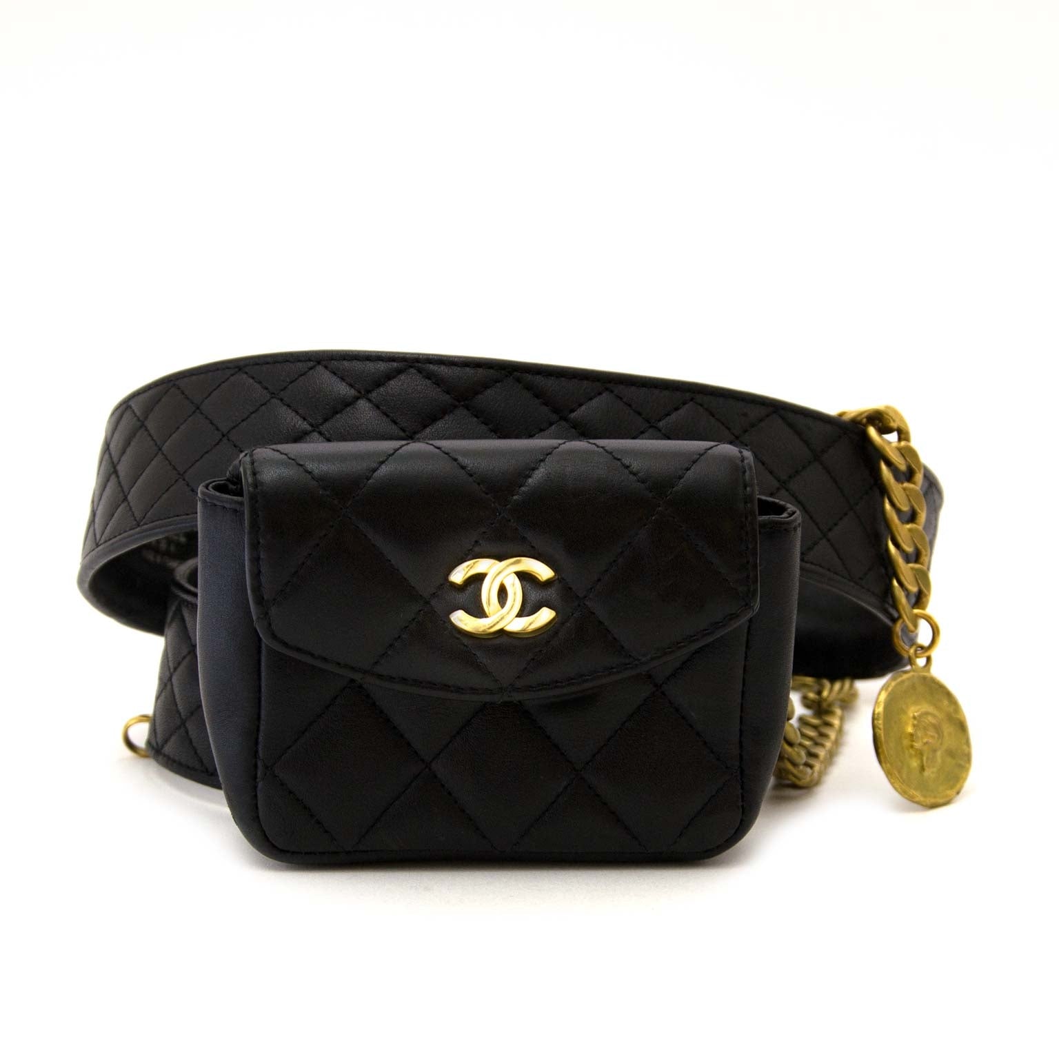 chanel quilted caviar leather waist belt bag now for sale at labellov vintage fashion webshop belgium