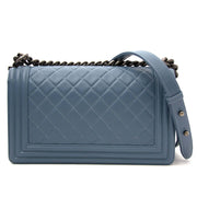 shop safe online secondhand Chanel Blue Medium Boy Bag