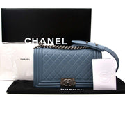 shop safe online seconde main Chanel Blue Medium Boy Bag