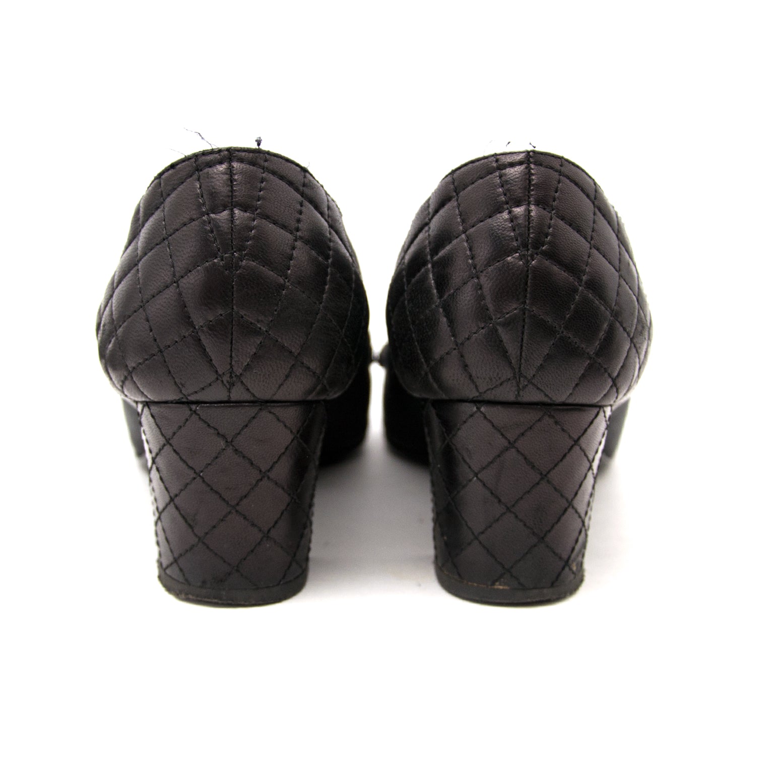Chanel Nylon Quilted Lambskin Chain Peep Toe Pumps - Size 39 juiste prijs veilig online winkelen Labellov