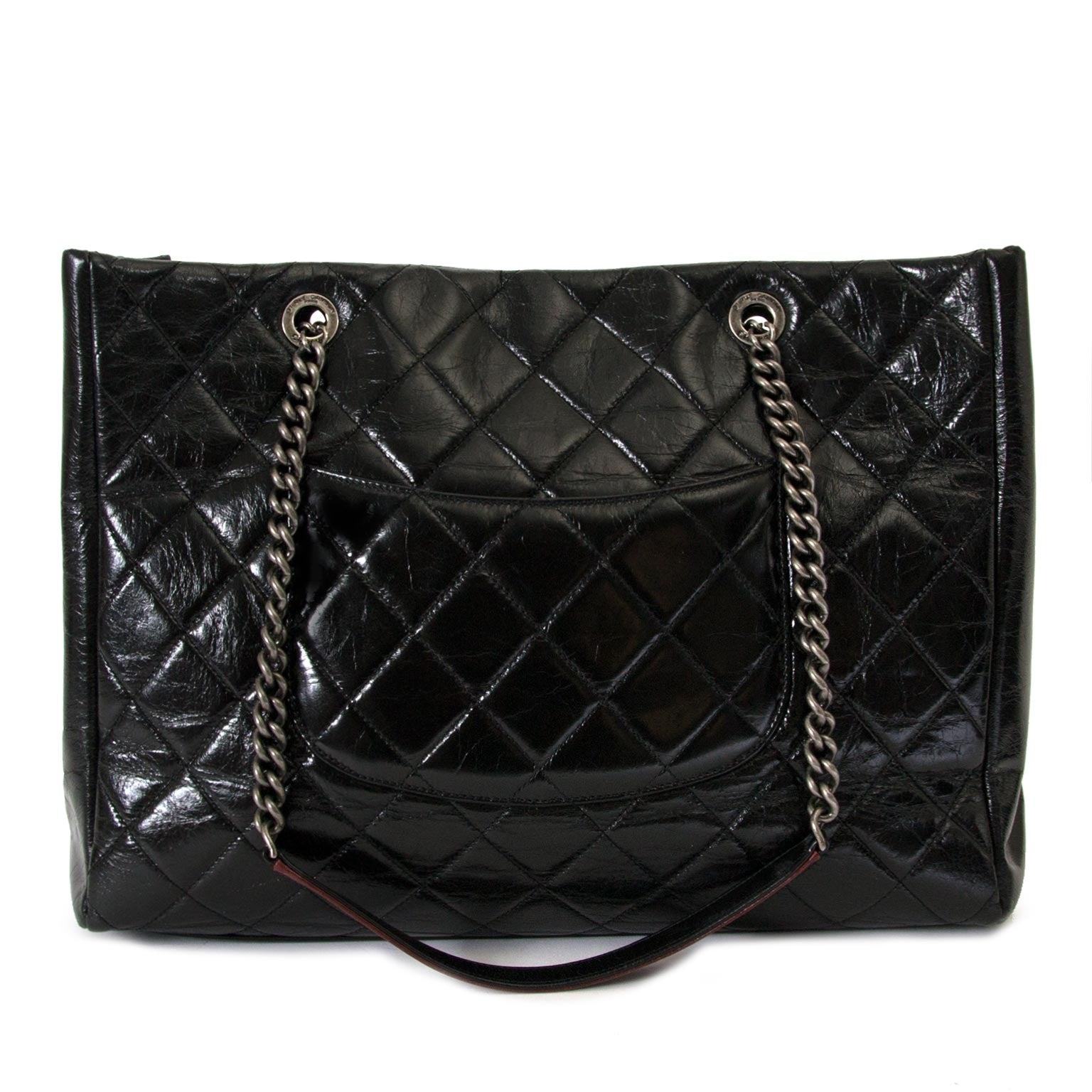 Chanel Glazed Calfskin Shopper Flap Tote from the back