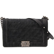 Chanel Black Denim New Medium Boy Bag limited online webshop labellov