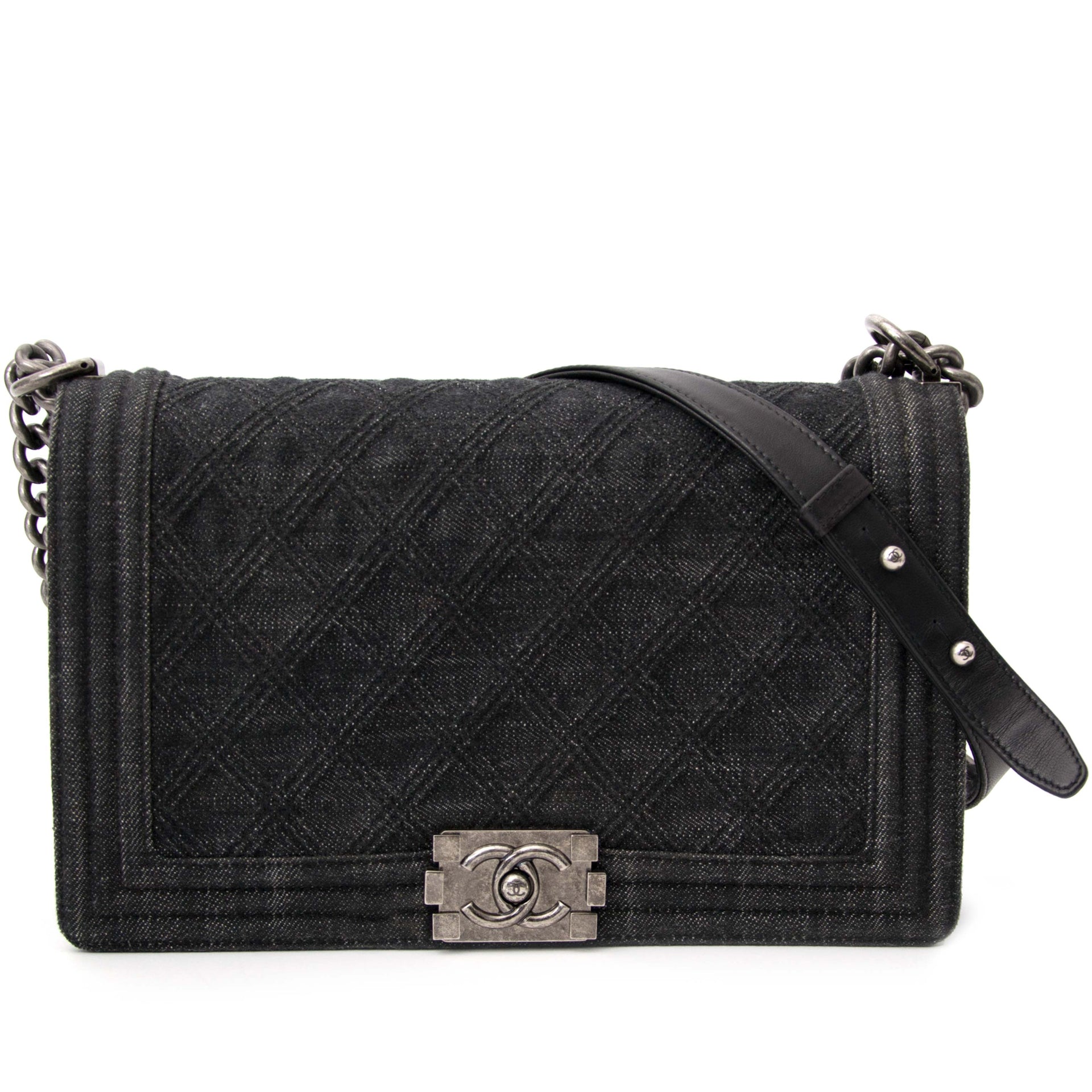 Chanel Black Denim New Medium Boy Bag limited online webshop labellov