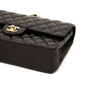 koop veilig online tegen de beste prijs As New Chanel Black Medium Lambskin Double Classic Flap Bag