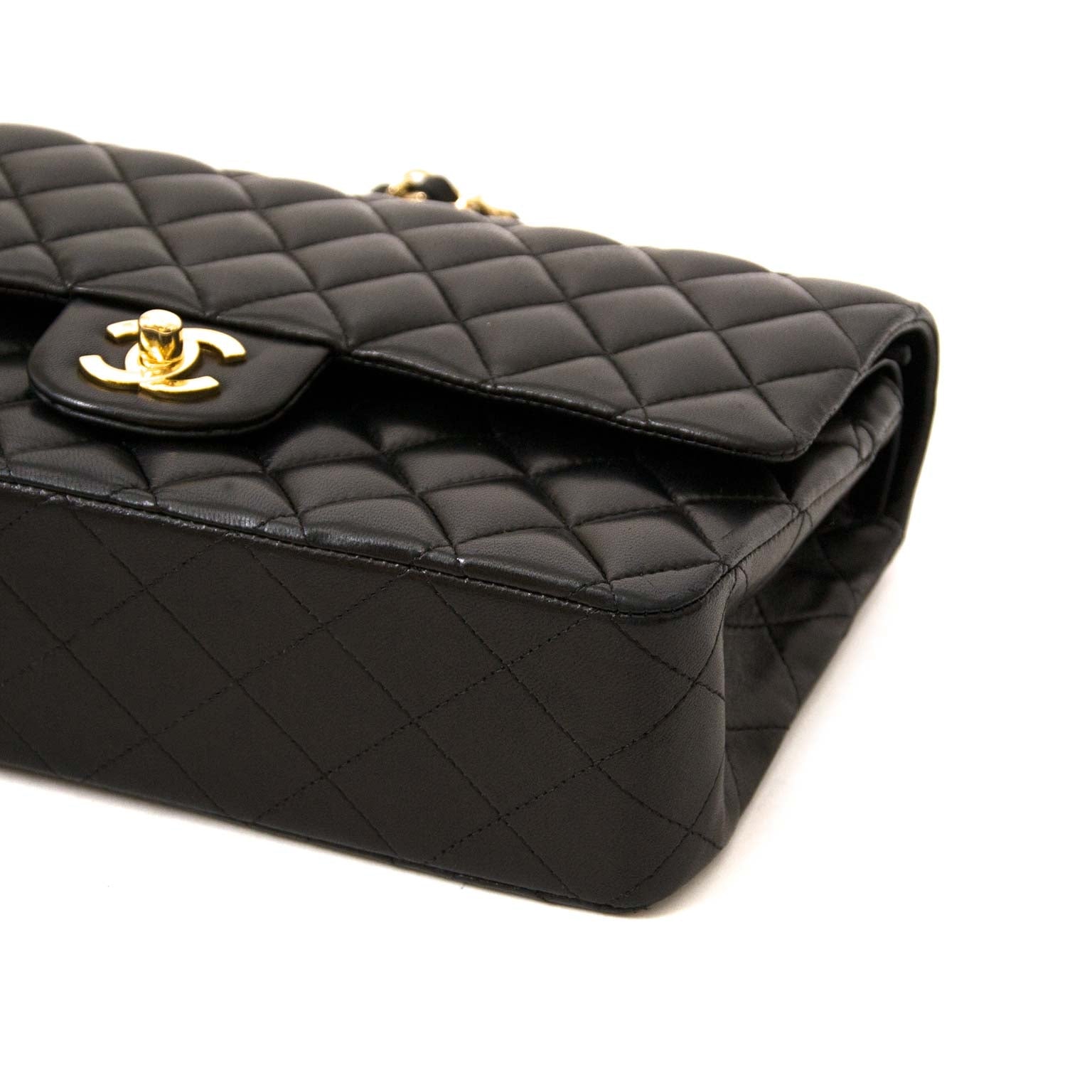 koop veilig online tegen de beste prijs As New Chanel Black Medium Lambskin Double Classic Flap Bag