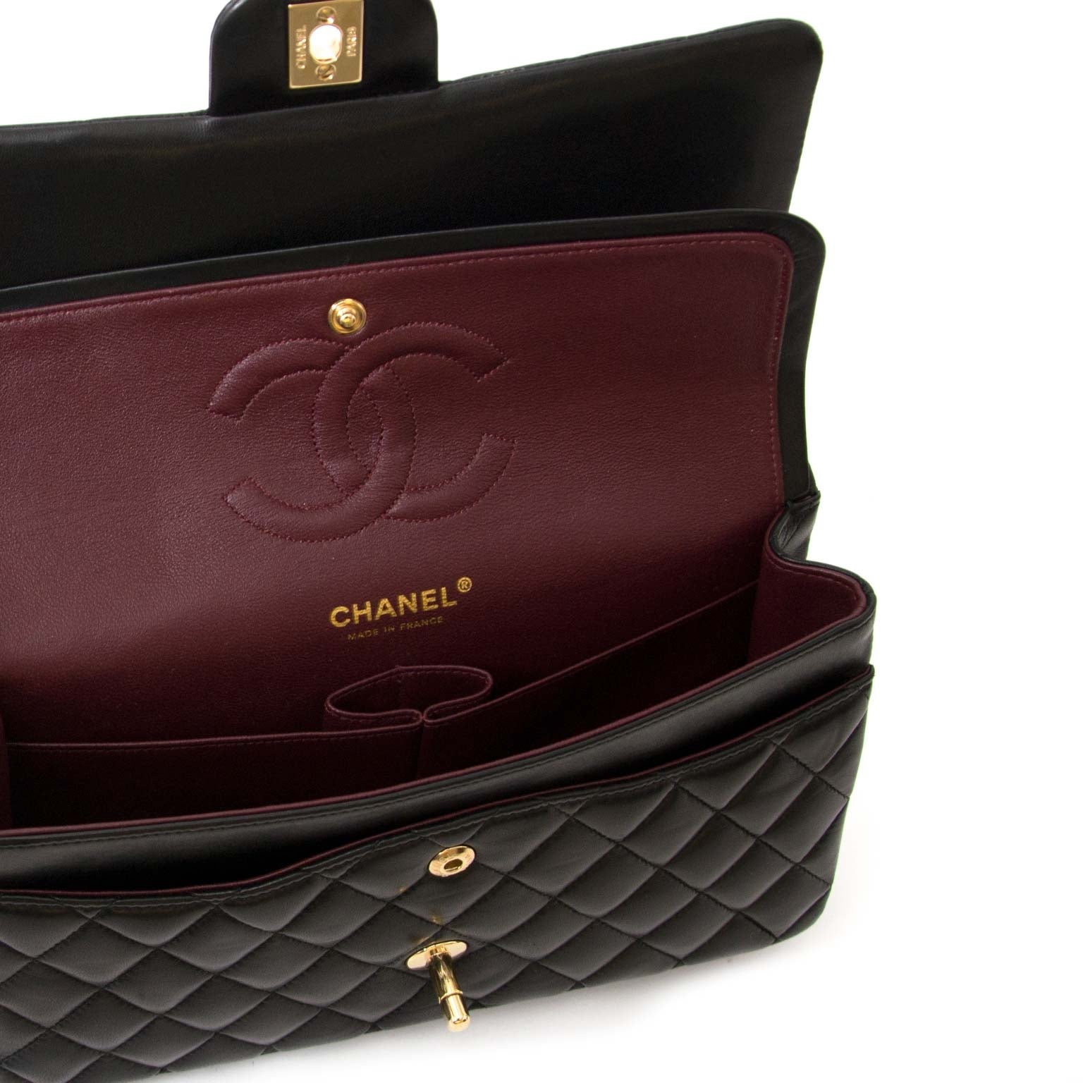 acheter en ligene seconde As New Chanel Black Medium Lambskin Double Classic Flap Bag