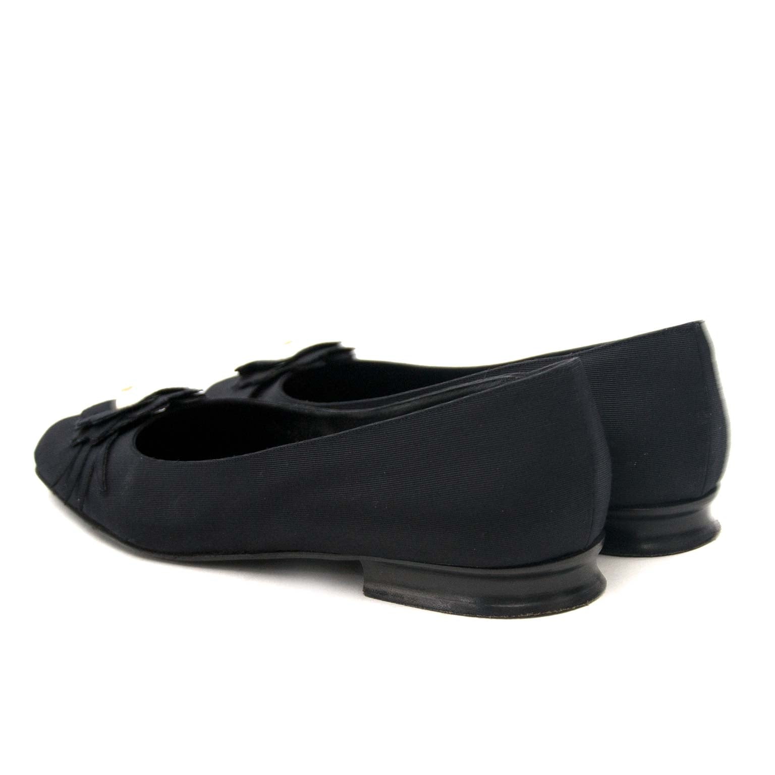 Chanel Black Fabric Pearl Camelia Ballerina Flats for sale online