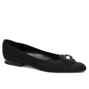 Chanel Black Fabric Pearl Camelia Ballerina Flats for sale online at Labellov