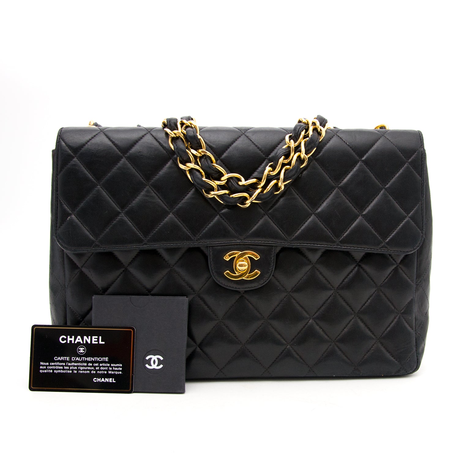 VintageChanel Lamskin Jumbo Flap Bag