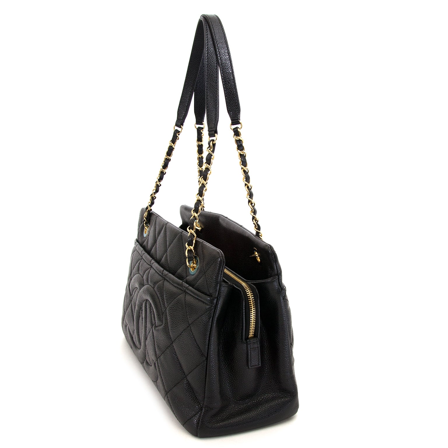 Sac cabas Chanel en cuir de caviar noir