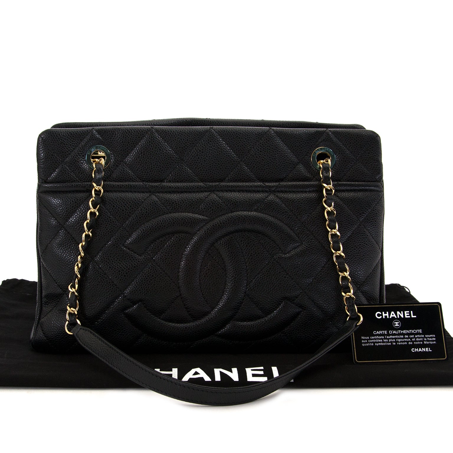 Sac cabas Chanel en cuir de caviar noir