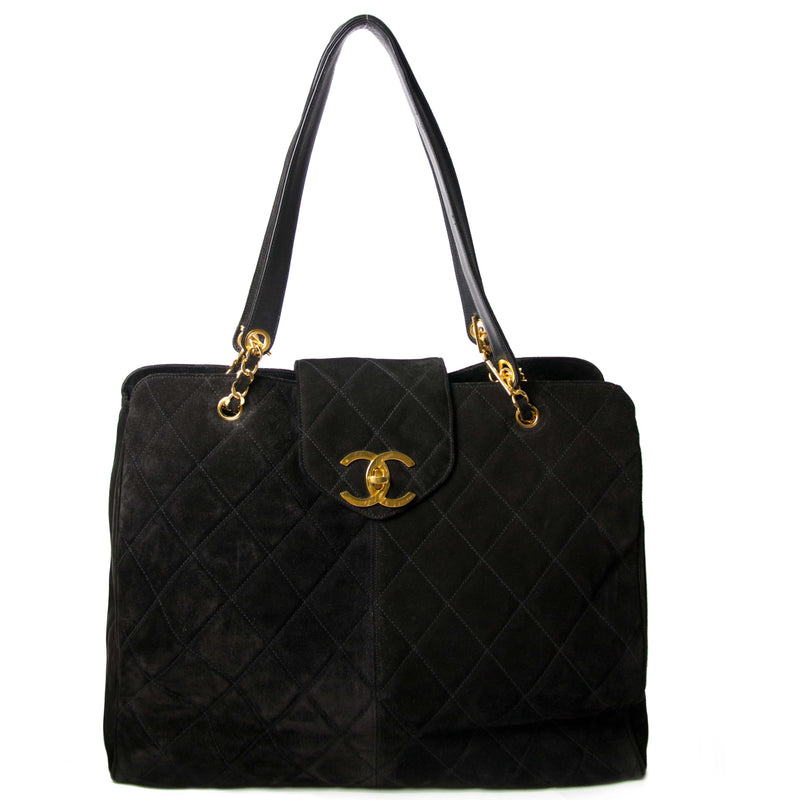 Chanel Gevoerde Shopper van Fluweel, Groot