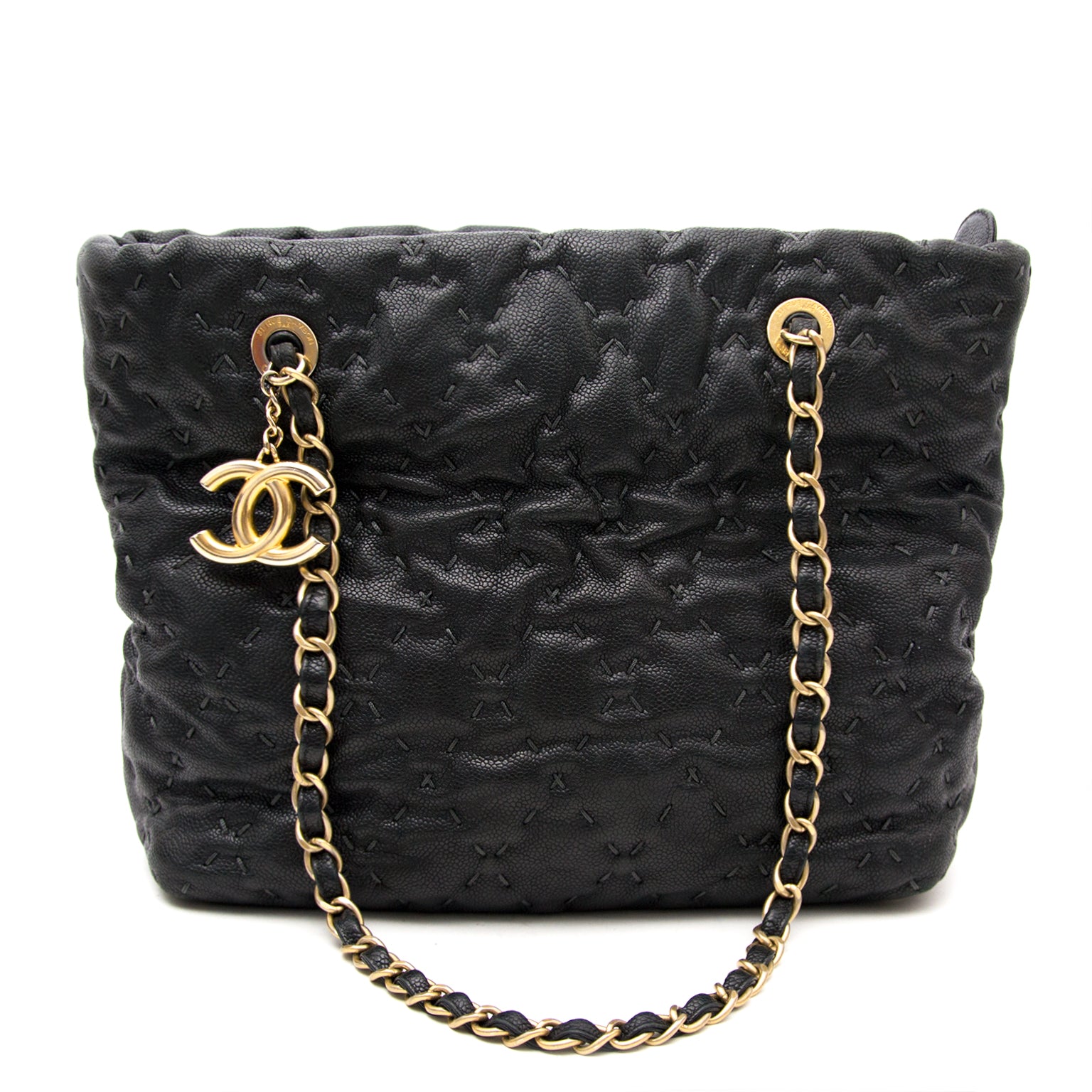 100% Authentic Chanel Black Stitched Shoulder Bag for the best price