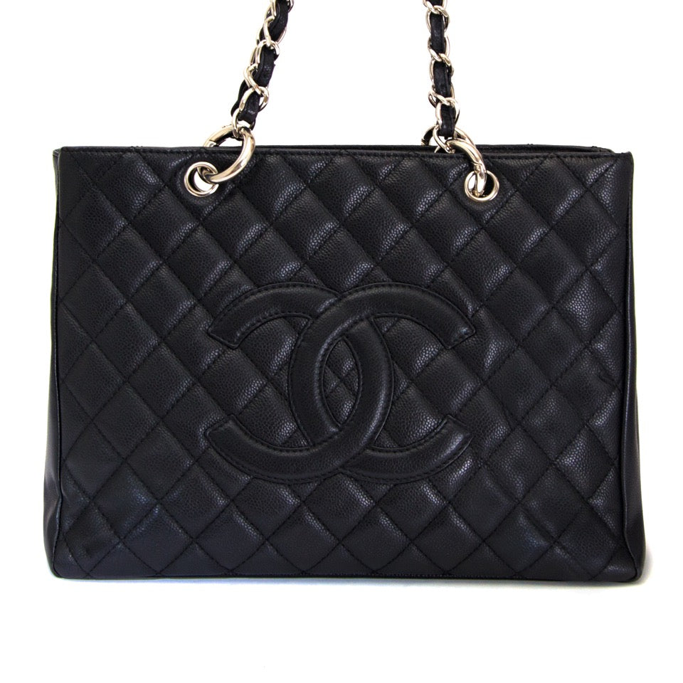 worldwide shipping 100% authentic Chanel Black Caviar GST Grand Shopping Tote
