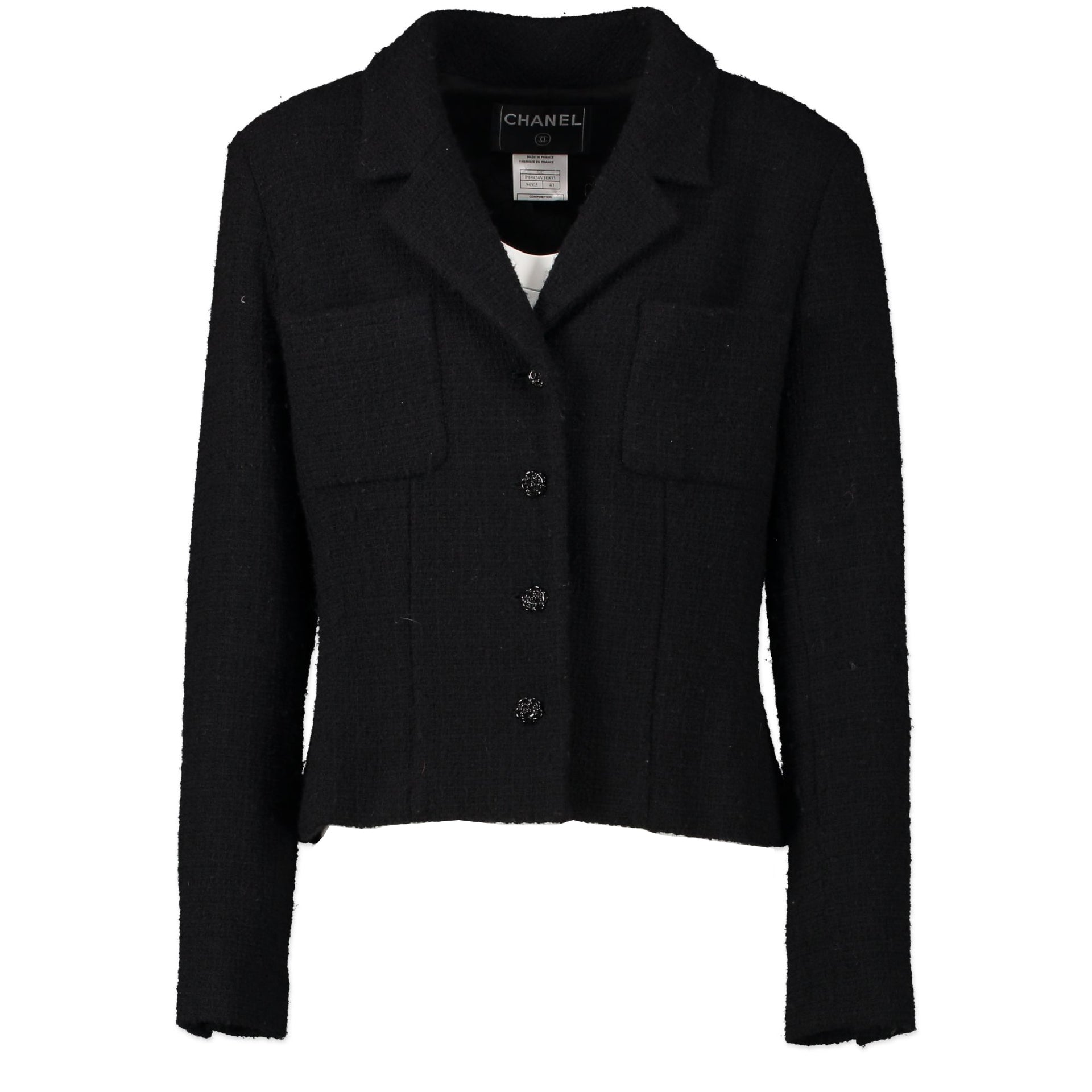 Buy your authentic Chanel Black Classic Tweed Jacket for the best price at Labellov