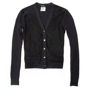 Chanel Black Suede and Wool Cardigan for sale online at Labellov