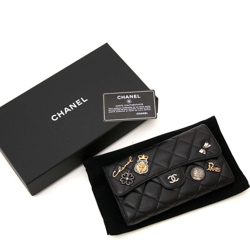 very hard to find Chanel Quilted Calfskin Lucky Charm Wallet now for the best price