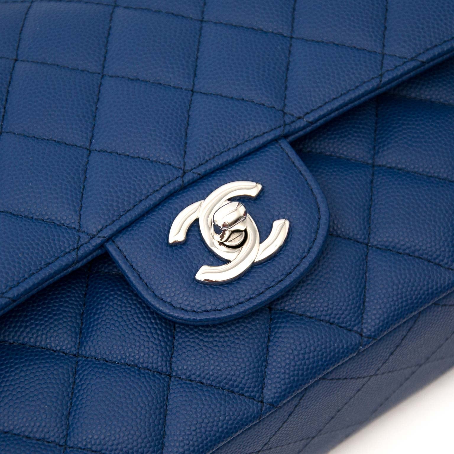 As NewChanel Blue Classic Double Flap Bag