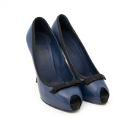 Chanel Black and Blue Peeptoe Pumps for sale online