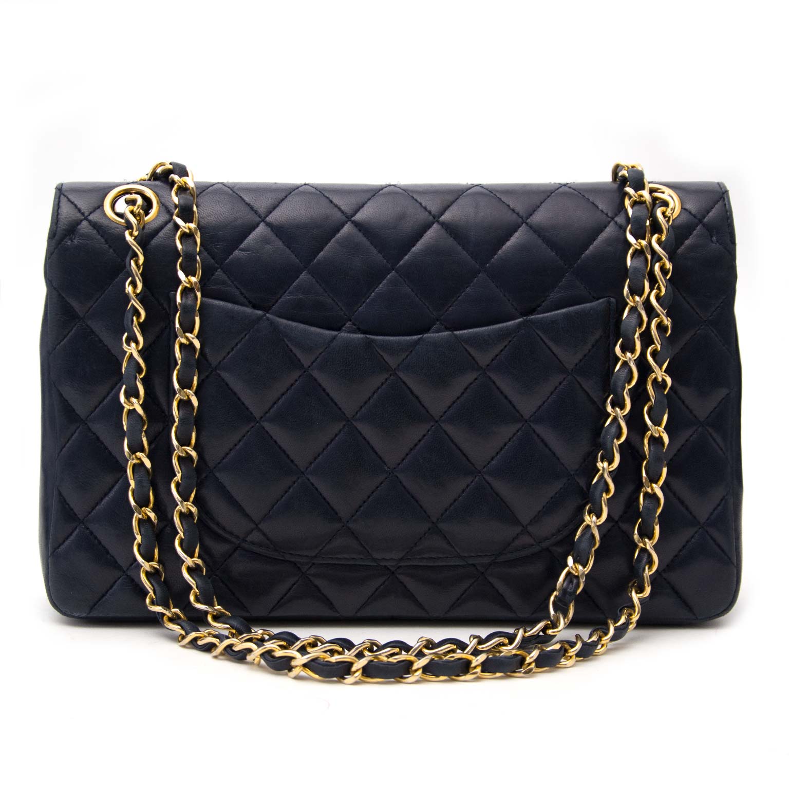 100% authentieke blauwe tweedehands vintage flap bag te koop bij labellov.com tegen de beste prijs