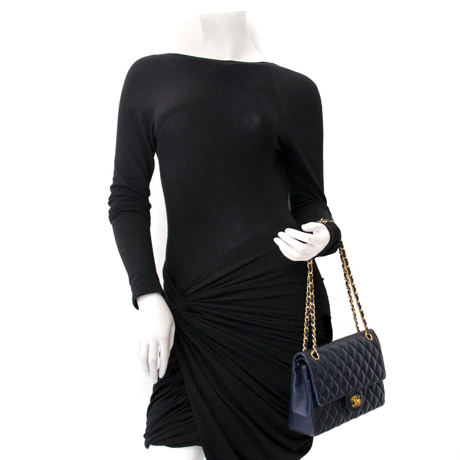 100% authentic blue leather classic flap bag chanel now online at labellov.com