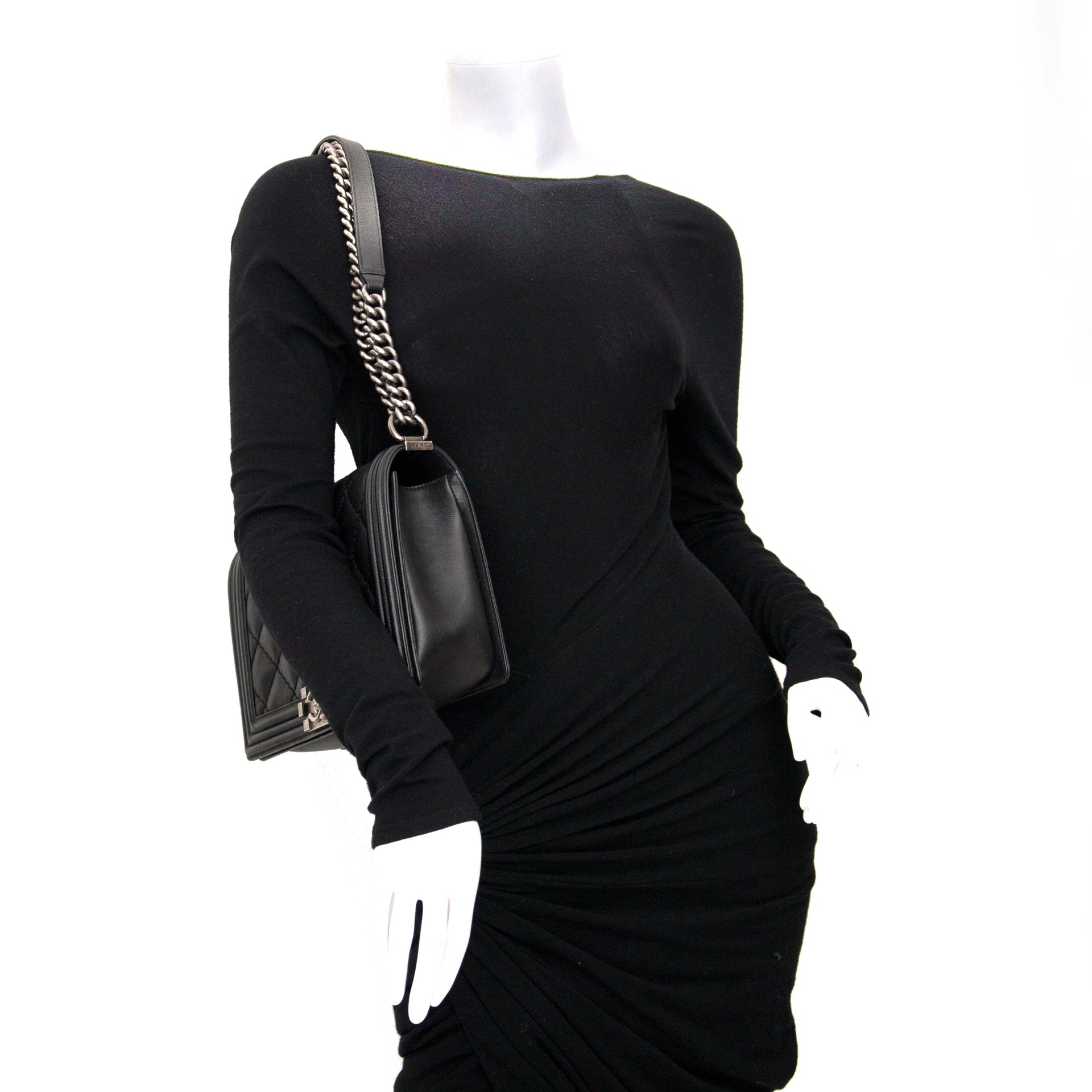 looking for a secondhand as new Chanel Black Double StItched New Medium Boy Bag
