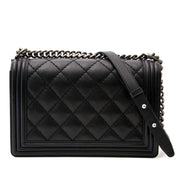 worldwide shipping secondhand Chanel Black Double StItched New Medium Boy Bag