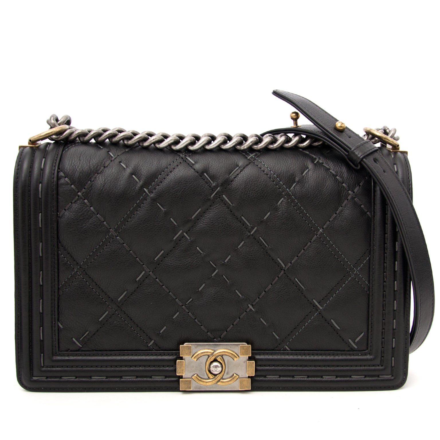 buy safe and secure chanel boy new medium black at labellov.com