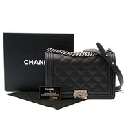 worldwide shipping secondhand Chanel Black Double StItched New Medium Boy Bag
