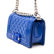 Chanel Patent Petrol Blue Boy Bag With Plexiglass CC Boy Clasp for the best price and with authenticity guarantee now on labellov