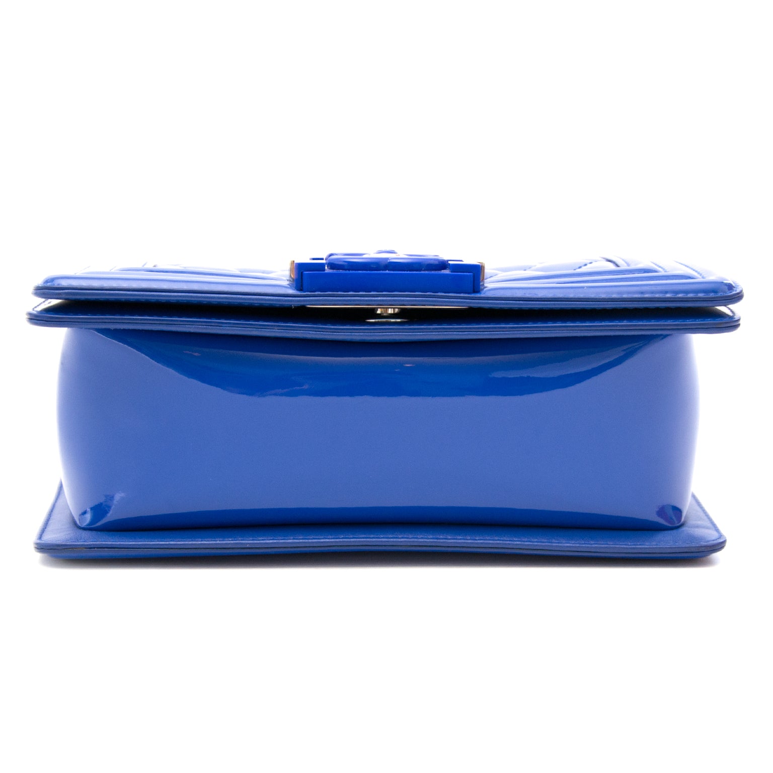 Chanel Patent Petrol Blue Boy Bag With Plexiglass CC Boy Clasp now online at labellov.com for the best price