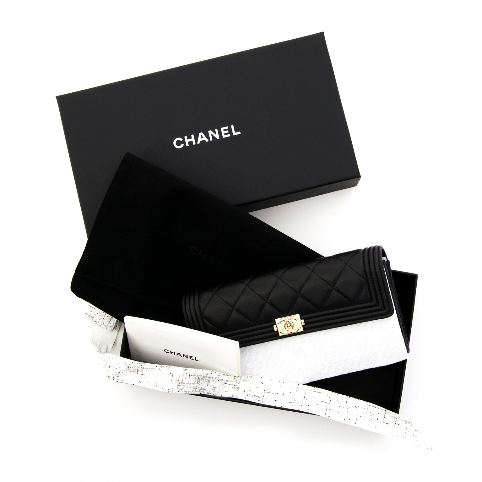 koop veilig online nieuwe 100% authentieke Brand New Chanel Boy Flap Wallet
