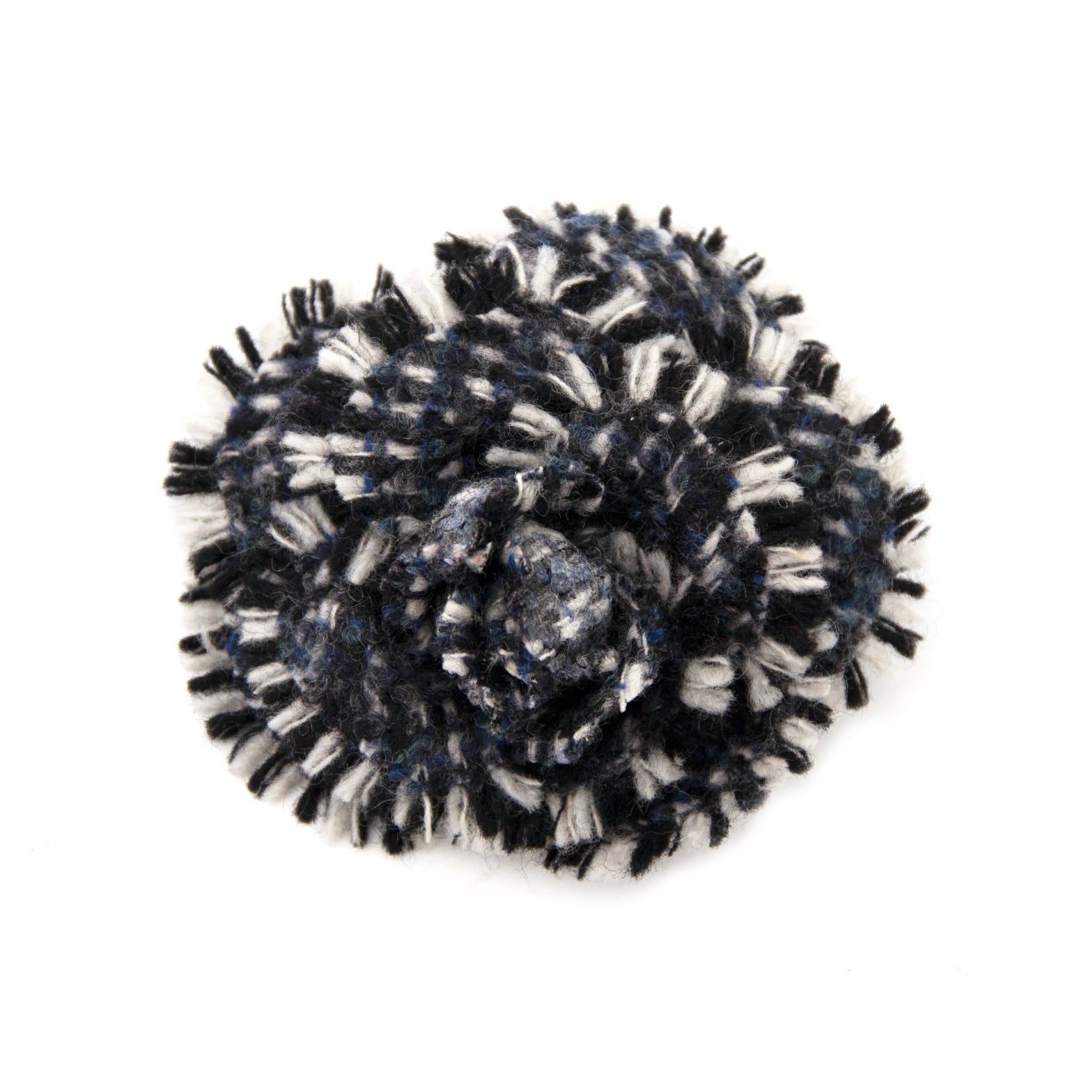 Chanel Brooch Camélia Tweed for sale at Labellov, luxury webshop in Antwerp Belgium, designer goods and worldwide shipping.
