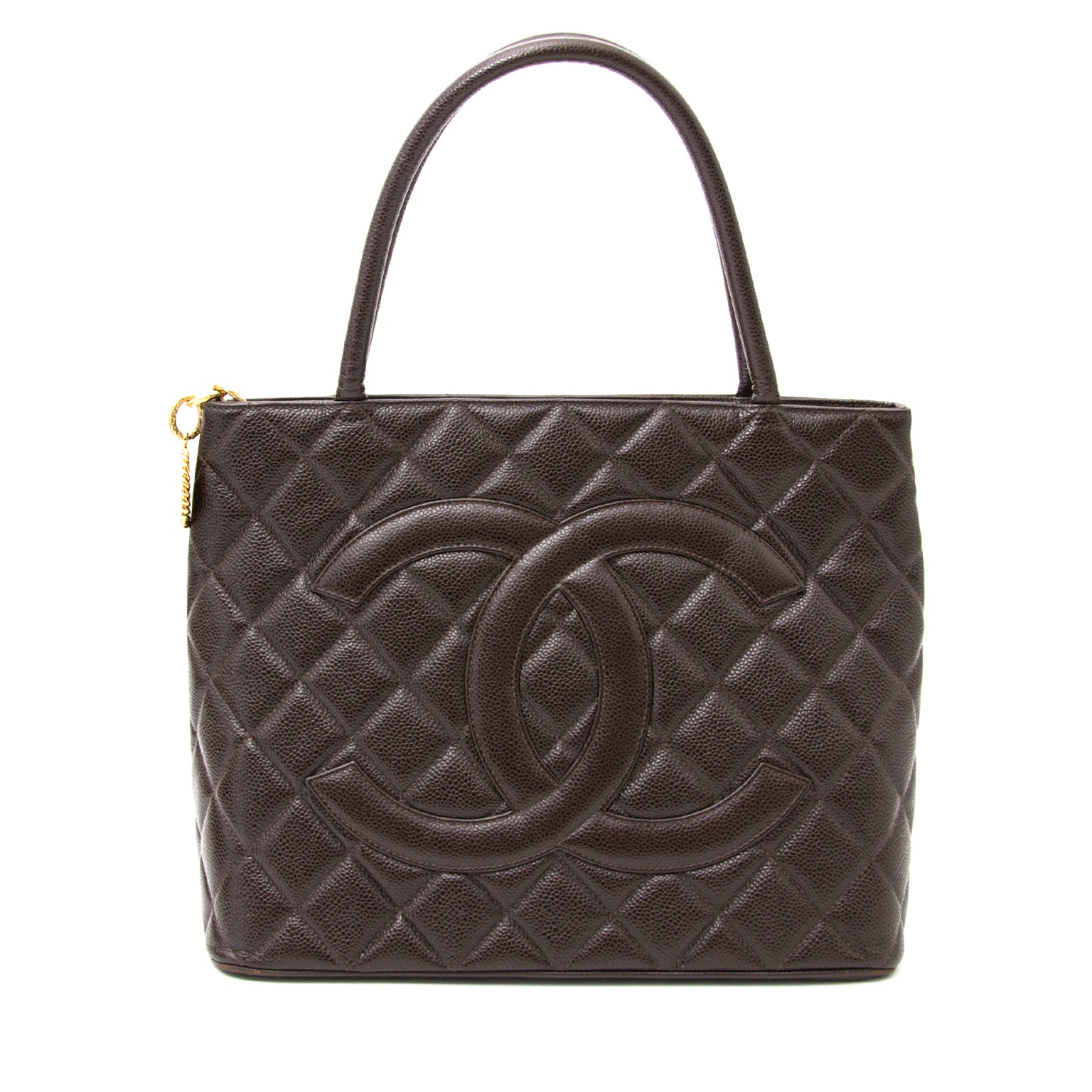 shop veilig online aan de beste prijs jou tweedehands Chanel Brown Caviar Quilted Shopping Tote