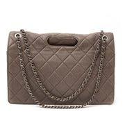 shop safe online aan de beste prijs Chanel Taupe Leather 2 way Handle Flap Bag