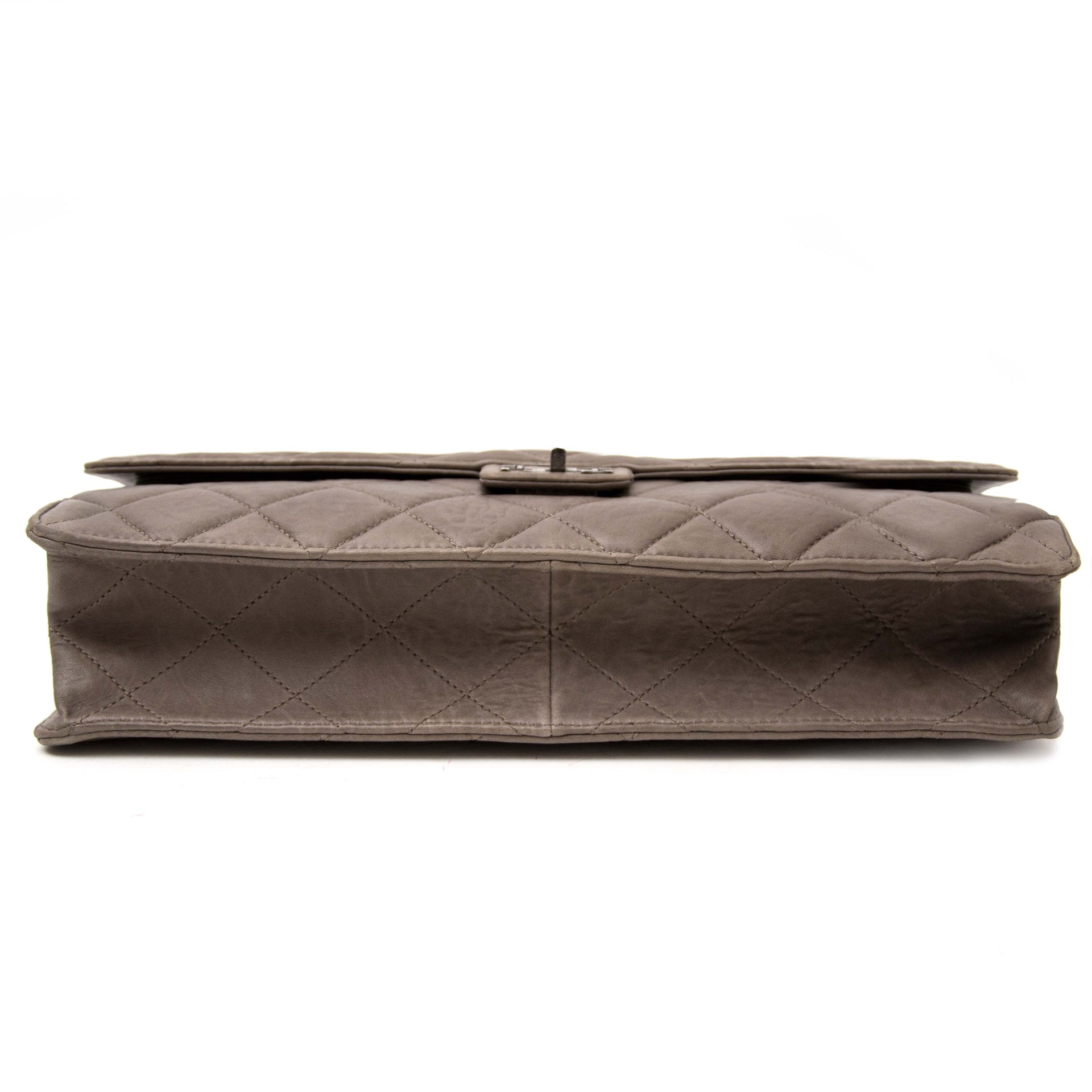 koop veilig online Chanel Taupe Leather 2 way Handle Flap Bag