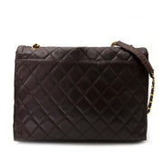 koop veilig online vintage Chanel Vintage Brown Lambskin Shoulder Bag