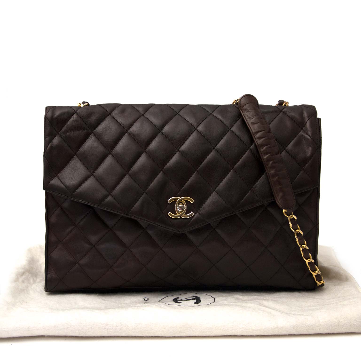 acheter en ligne pour le meilleur prix Chanel Vintage Brown Lambskin Shoulder Bag