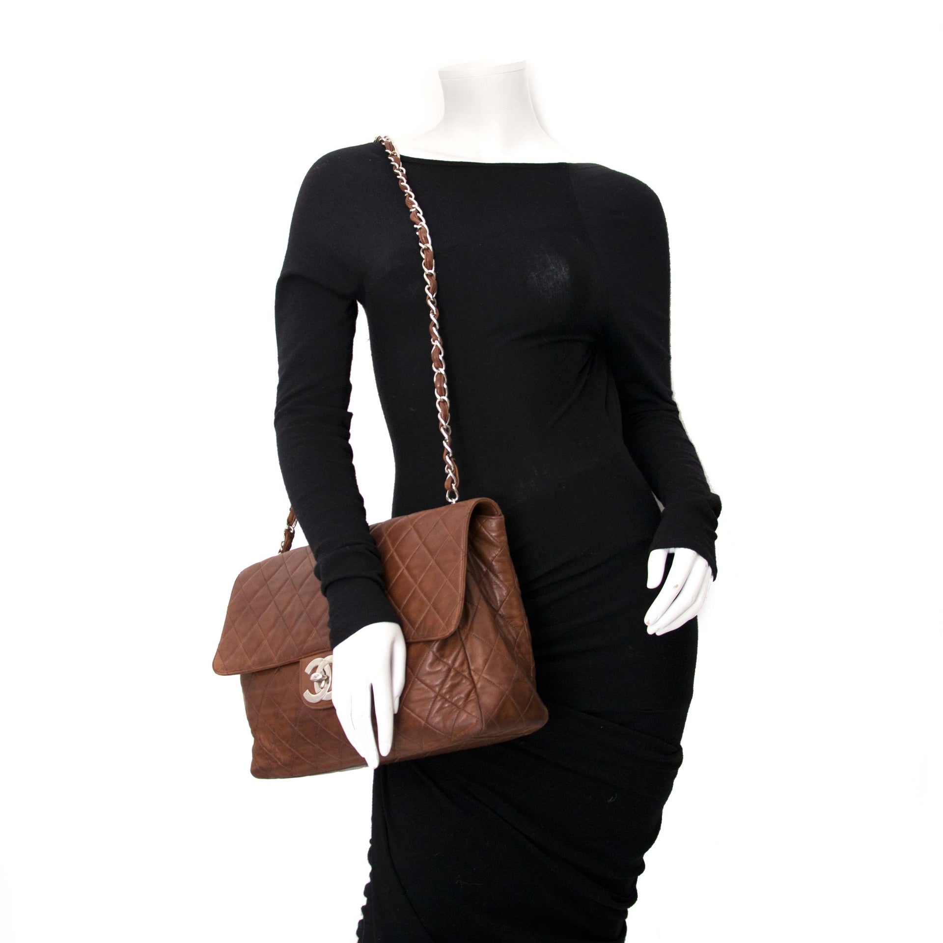 acheter en ligne pour le meilleur prix Chanel Vintage Brown Classic Flap Bag